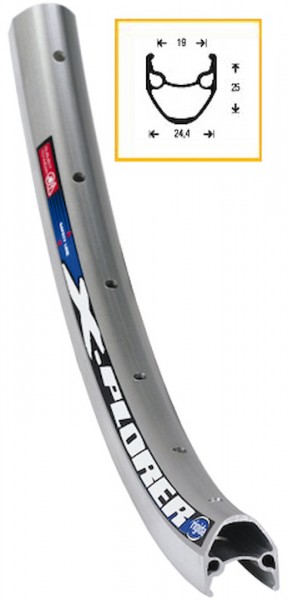 RYDE Vorderrad 26" X-Plorer 559 x 19 | Nabe: Shimano TX500ABS silber | Schnellspanner | Speichen: si